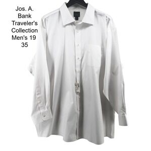 NWT Jos A Bank Travelers Collection Mens 19 35 White Long Sleeve Dress Shirt